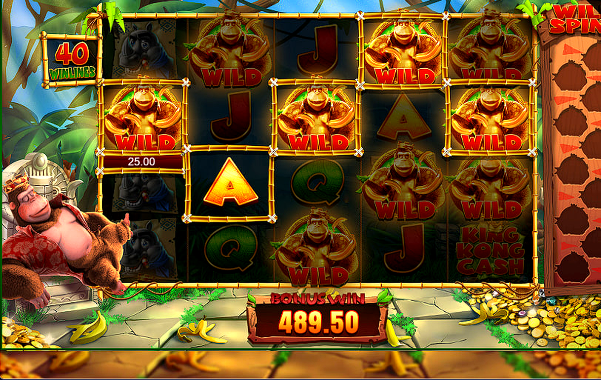 King Kong Cash Golden Kong Free Spins bonus with 40 winlines and Wild symbols