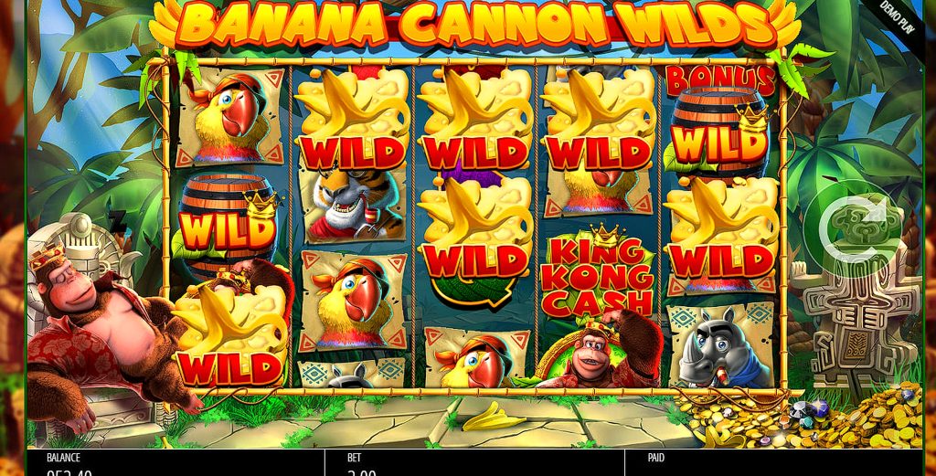 king_kong_cash_banana_cannon_wilds_enhanced King Kong Cash King Kong Streak feature with locked symbols and expanding reels