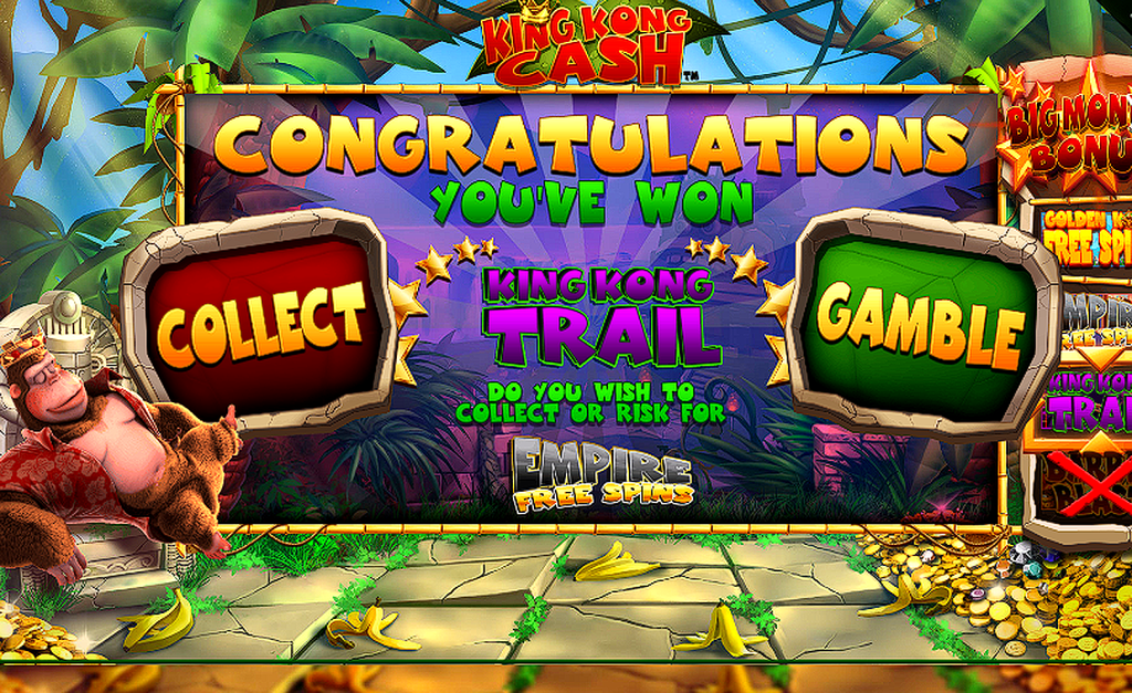 King Kong Cash King Kong Trail decision screen with Collect and Gamble options